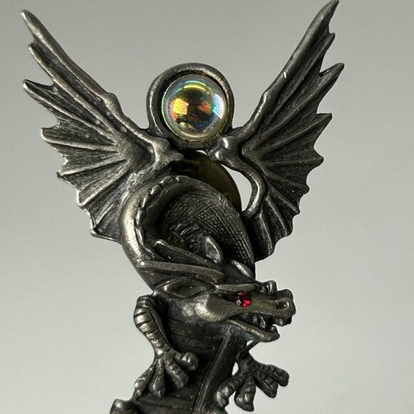 Vintage Pewter JJ Jonette Set of 2 Pins Brooch Mythical Dragon Snake Woman - Picture 9 of 11